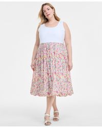 Tommy Hilfiger - Plus Size Floral-print-skirt Sleeveless Dress - Lyst