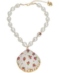 Betsey Johnson - Faux Stone Floral Shell Pendant Necklace - Lyst