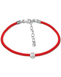 Giani Bernini Cubic Zirconia Bezel Cord Ankle Bracelet In Sterling Silver, Created For Macys - Red
