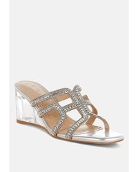 LONDON RAG - Caqueta Metallic Rhinestone Clear Wedge Sandals - Lyst