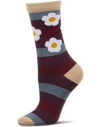 Memoi - Flower Pop Stripe Dimensional Crew Socks - Lyst
