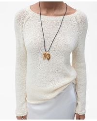 Mango - Round-neck Crochet Sweater - Lyst