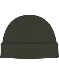 BOSS - Waffle Logo Detail Beanie - Lyst