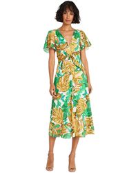 Maggy London - Printed Flutter-sleeve Fit & Flare Dress - Lyst