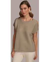 Donna Karan - Dolman-sleeve Shoulder-cutout Sweater - Lyst
