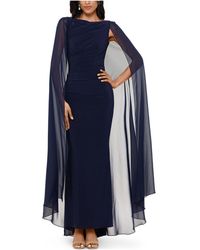 betsy and adam chiffon cape gown