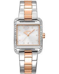 DKNY - City Glitz Silver Dial Red Gold-two-tone Stainless Steel Bracelet Watch 27x34.5mm - Lyst