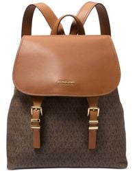 Michael Kors - Michael Quinn Medium Signature Logo Flap Backpack - Lyst