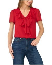 Cece - Tie-front Ruffle V-neck Blouse - Lyst