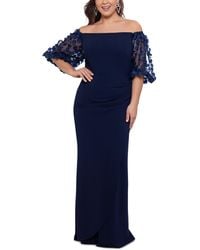 Xscape - Plus Size Off-the-shoulder Embellished-sleeve Gown - Lyst