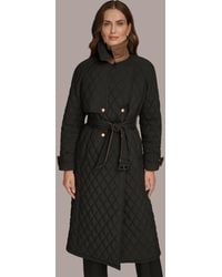 Donna Karan - Belted Maxi Quilted Coat - Lyst
