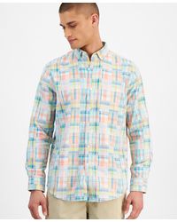Club Room - Madras Plaid Long Sleeve Button-front Shirt - Lyst