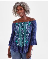 Style & Co. - Printed On-off Knit Top - Lyst