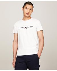 Tommy Hilfiger - Embroidered Logo Slim-fit Crewneck T-shirt - Lyst