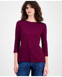 Style & Co. - Pima Cotton 3/4-sleeve Boat-neck Top - Lyst