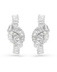 Swarovski - Matrix Rhodium Plated Baguette Cut Earrings - Lyst