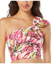Carmen Marc Valvo - Convertible One-shoulder Floral-print Bikini Top - Lyst