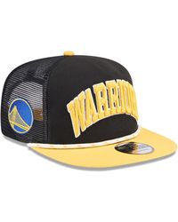 KTZ - Black/gold Golden State Warriors Throwback Team Arch Golfer Snapback Hat - Lyst