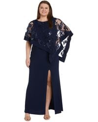 R & M Richards - Plus Size Embroidered Sequin Lace Poncho Gown - Lyst