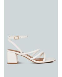 LONDON RAG Right Pose Faux Leather Block Heel Sandals in White | Lyst