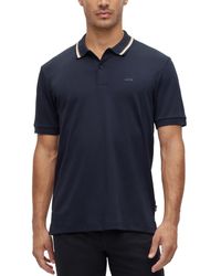 BOSS - Boss By Cotton Striped Collar Slim-fit Polo Shirt - Lyst