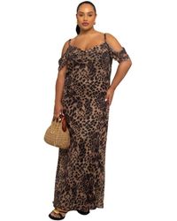 FASHION-SZN CURVE - Leopard Print Mesh Maxi Dress - Lyst