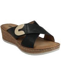 Gc Shoes - Demi Cross Strap Hardware Slip-on Wedge Sandals - Lyst