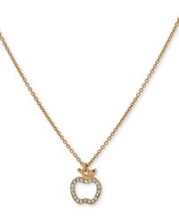 DKNY - Gold-tone Pave Crystal Apple Pendant Necklace - Lyst