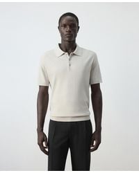 Mango - Fine Rib-knit Regular-fit Polo Shirt - Lyst