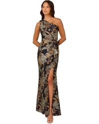 Adrianna Papell - Petite Floral-jacquard One-shoulder Gown - Lyst