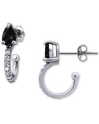 Giani Bernini - Black & White Cubic Zirconia Pear Small Hoop Earrings - Lyst