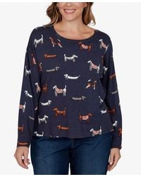 Ruby Rd. - Plus Size Ballet Neckline Allover Dog Print Long-sleeve Sweater - Lyst