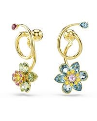 Swarovski - Idyllia Gold-tone Plated Asymmetrical Design Drop Earrings - Lyst