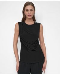 DKNY - Petite Draped Sleeveless Top - Lyst