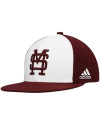 adidas - White And Maroon Mississippi State Bulldogs Team On-field Baseball Fitted Hat - Lyst