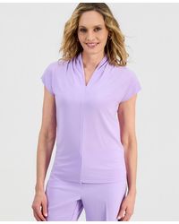 Kasper - Gathered-neck Cap-sleeve Top - Lyst