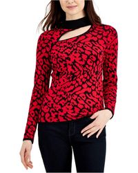 Fever Jacquard Cut-out Sweater - Red