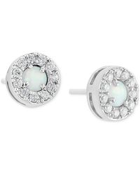 Macy's - Simulated Opal & Cubic Zirconia Halo Stud Earrings (4mm - Lyst