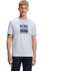 BOSS - Boss By Logo Print Cotton-jersey T-shirt - Lyst