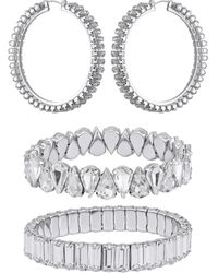 Guess - 2-pc. Glass Stone Gold-tone Hoop Earrings And Bracelet Gift Set - Lyst