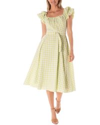 Maison Tara - Gingham Belted Fit & Flare Dress - Lyst