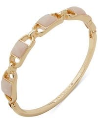 Anne Klein - Gold-tone Stone-set Oval Link Bangle Bracelet - Lyst