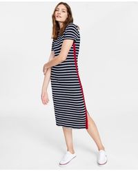 Tommy Hilfiger Denim Rib-knit Midi Dress in Black - Lyst