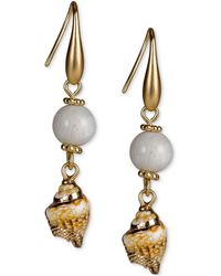 Patricia Nash Gold-tone Bead & Shell Double Drop Earrings - Metallic