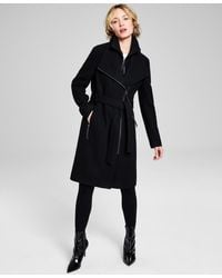 Calvin Klein - Wool Blend Belted Wrap Coat - Lyst