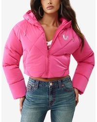 TRUE RELIGION - High Shine Foil Hooded Puffer Jacket - Lyst