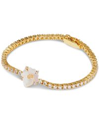 Kate Spade - Gold-tone Mother-of-pearl Pansy Crystal Tennis Bracelet - Lyst