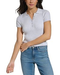 Calvin Klein - Petite Short-sleeve Ribbed Polo Shirt - Lyst