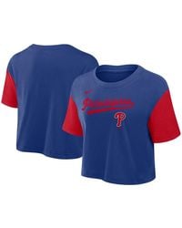 Nike - Royal/red Philadelphia Phillies Script Cropped Performance T-shirt - Lyst