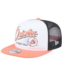 KTZ - White/orange Baltimore Orioles Retro Script Trucker 9fifty Snapback Hat - Lyst